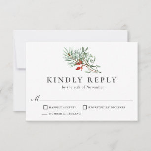 Holiday Winter Botanical Greenery and Berries RSVP