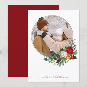 Holiday Winter Botanical Photo Personalized Card