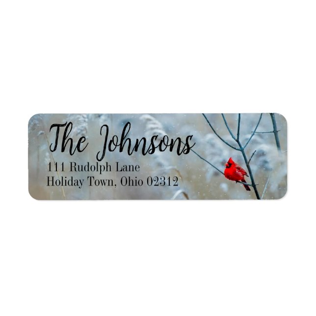 Holiday Winter Cardinal Return Address Labels (Front)
