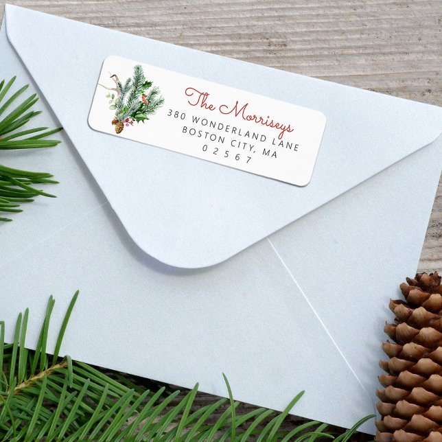 Holiday Winter Greenery Adresse de retour (Holiday Winter Greenery Return Address Label)