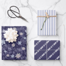 Holiday Winter Snowflakes Wrapping Paper Sheet