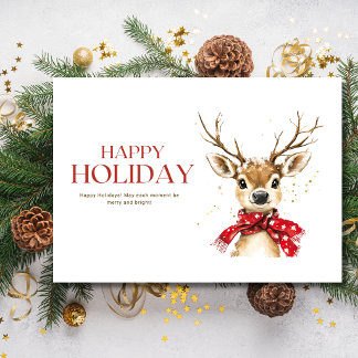 Holiday Winter Woodland Reindeer Happy Christmas Card