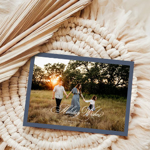 Holiday Wishes Boho Christmas Greeting Photo Card