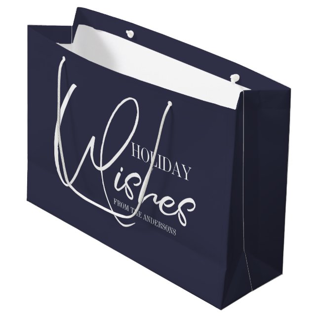 Holiday Wishes Christmas Gift Bag (Front Angled)