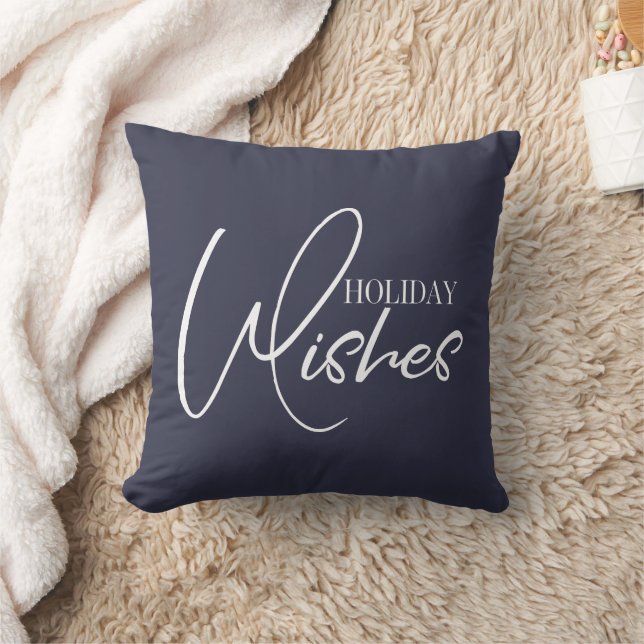 Holiday Wishes Christmas Throw Pillow (Blanket)