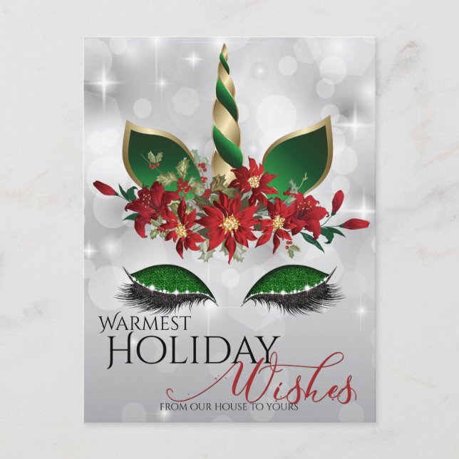 Holiday Wishes Festive Unicorn Face (Front)