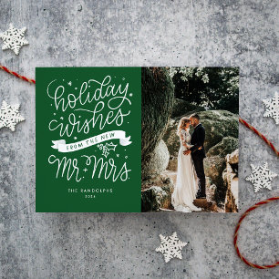 Holiday Wishes from the New Mr. & Mrs. (Green) Card