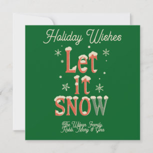 Holiday Wishes Let It Snow Flat Holiday Card