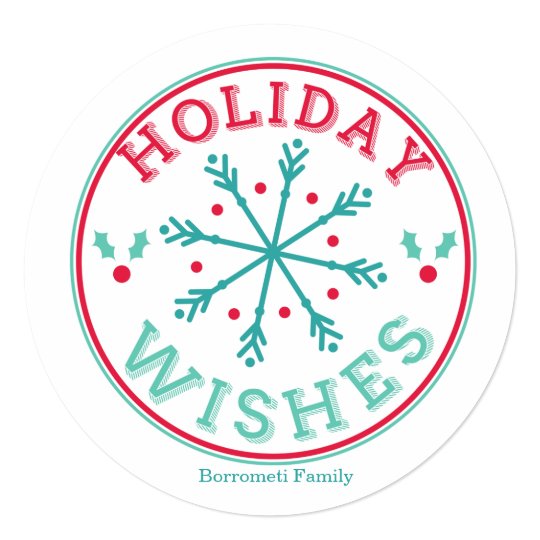 Holiday Wishes Round One Photo Christmas Card