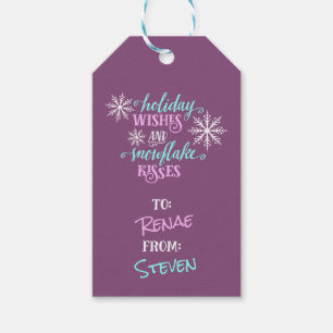 Holiday Wishes Snowflake Kisses Personalized Gift Tags