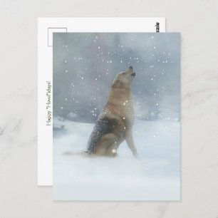 Holiday Wolf and Snow Happy Howlidays  Postcard