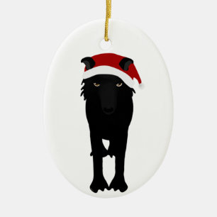 Holiday Wolf Ceramic Ornament