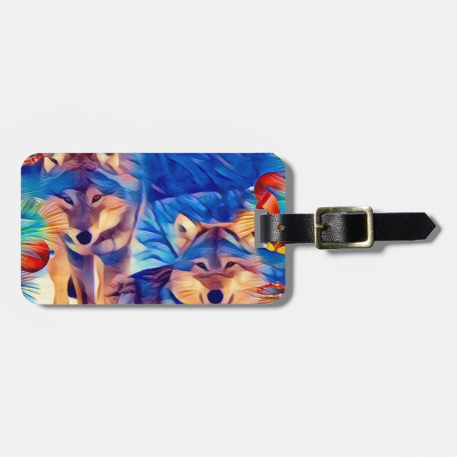 Holiday Wolves Luggage Tag (Front Horizontal)
