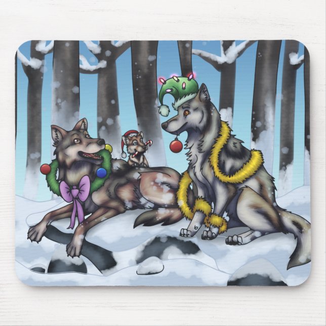 Holiday Wolves Mouse Pad (Front)