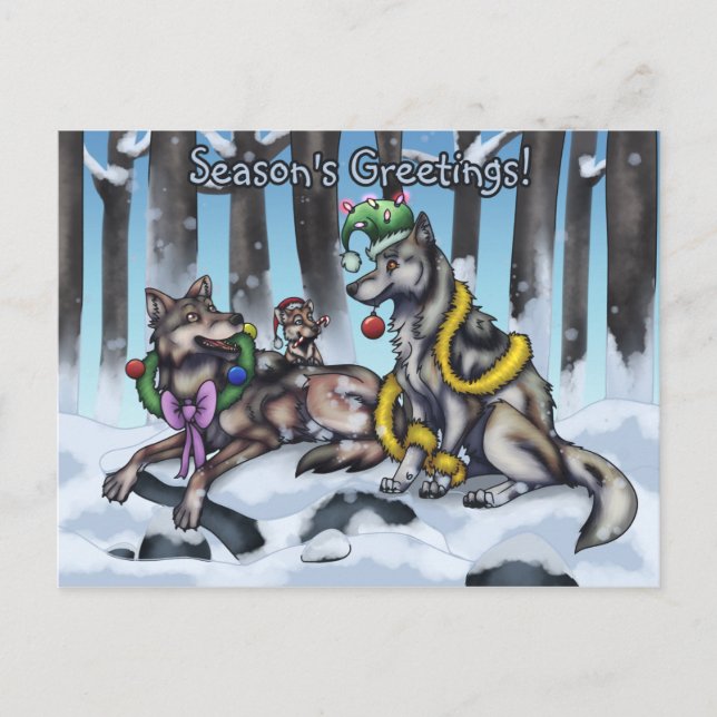 Holiday Wolves Postcard (Front)