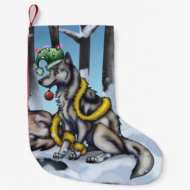 Holiday Wolves Small Christmas Stocking (Front)