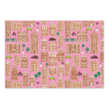 Holiday wrapping paper gingerbread city design