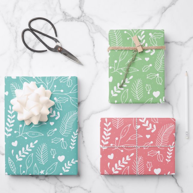 Holiday Wrapping Paper Set of 3 Sheets (Front)