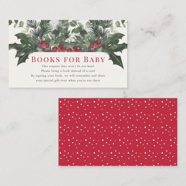 Holiday Wreath Baby Shower Book Reqest Enclosure C (Front/Back)