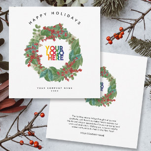 Holiday Wreath Business Logo Christmas Card