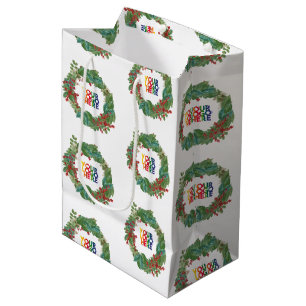 Holiday Wreath Business Logo Christmas Medium Gift Bag