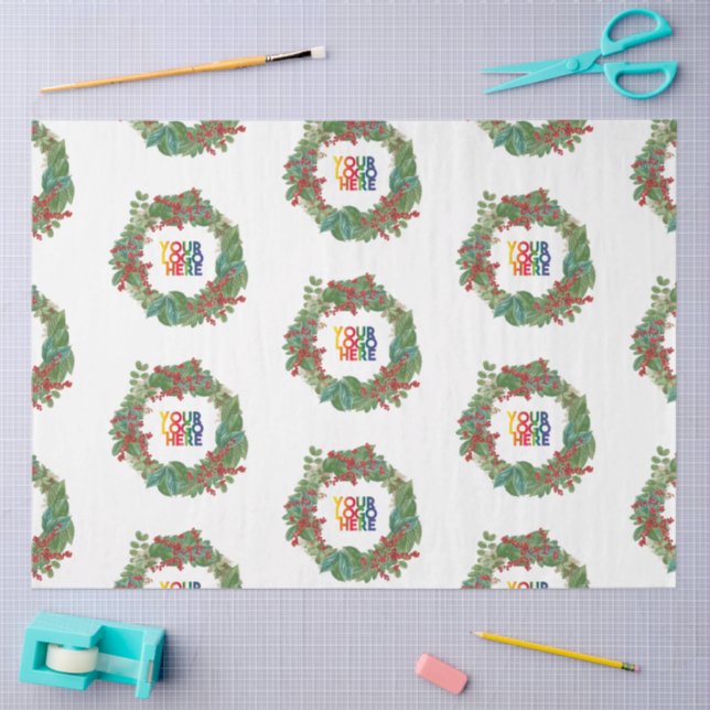 Holiday Wreath Business Logo Christmas  Tissue Paper (Craft)