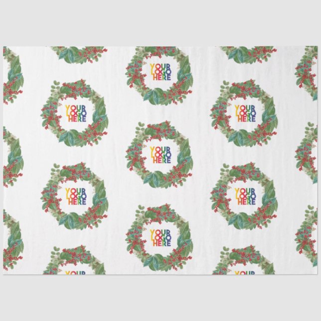 Holiday Wreath Business Logo Christmas  Tissue Paper (Front)