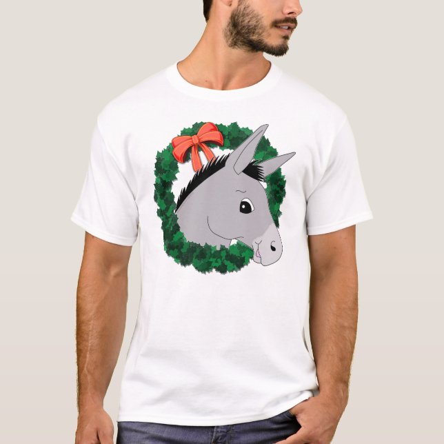 Holiday Wreath Donkey T-Shirt (Front)