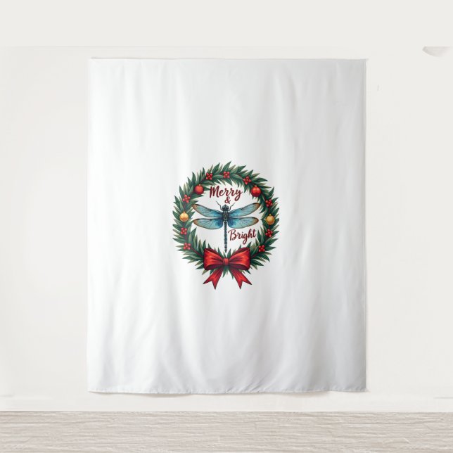 Holiday Wreath Dragonfly Tapestry (Front)