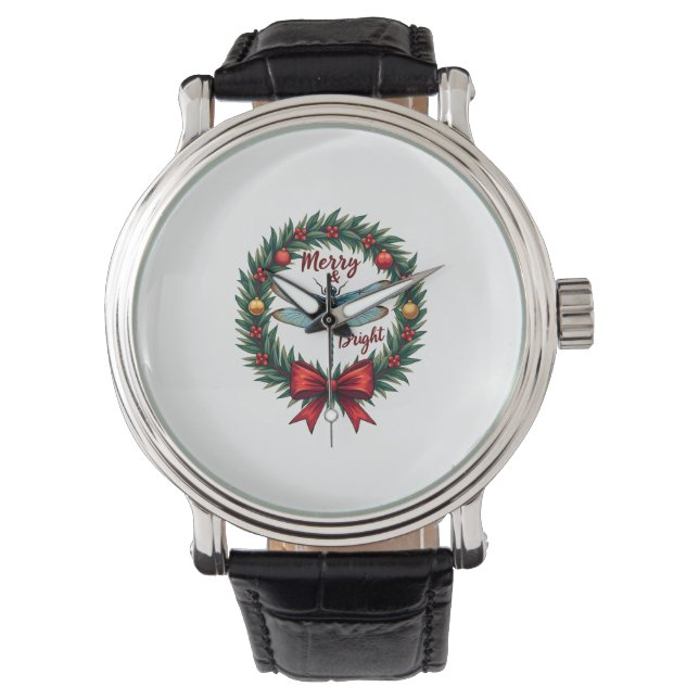 Holiday Wreath Dragonfly Watch (Front)