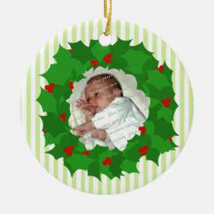 Holiday Wreath Photo Ceramic Ornament