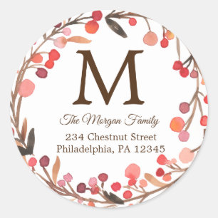 Holiday Wreath Return Address Sticker