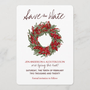 Holiday Wreath Save the Date Wedding Card