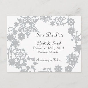 Holiday Wreath Silver Save The Date Announcement Postcard