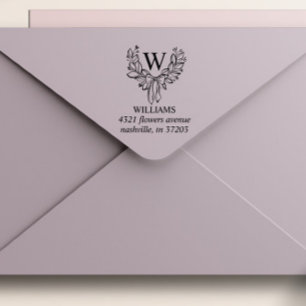 Holiday WREATH WITH BOW Monogram Return ADDRESS Self-inking Stamp