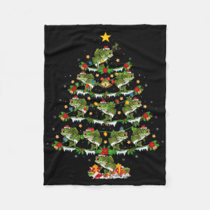 Holiday Xmas Lighting Santa B Fish Christmas Tree Fleece Blanket