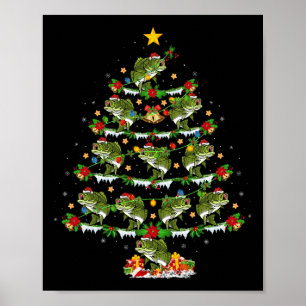 Holiday Xmas Lighting Santa Bass Fish Christmas Tr Poster