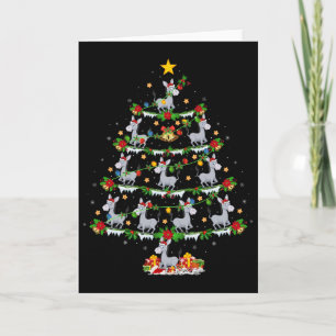 Holiday Xmas Lighting Santa Donkey Christmas Tree  Card