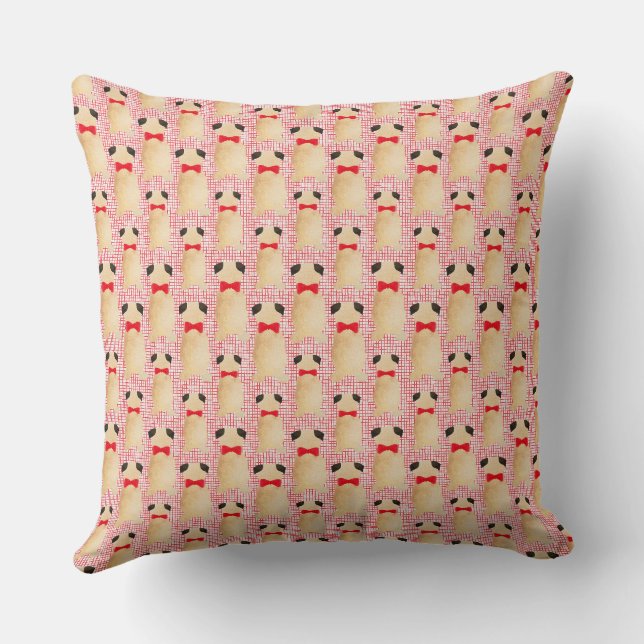 Holiday Yellow Pug Decorative  Throw Pillow (Back)