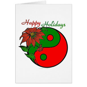 Holiday Yin Yang Poinsettia Green Red