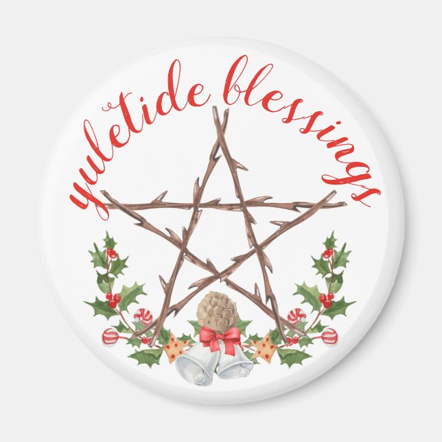 Holiday Yuletide Twig Pentacle Wicca Sabbat Magnet (Front)