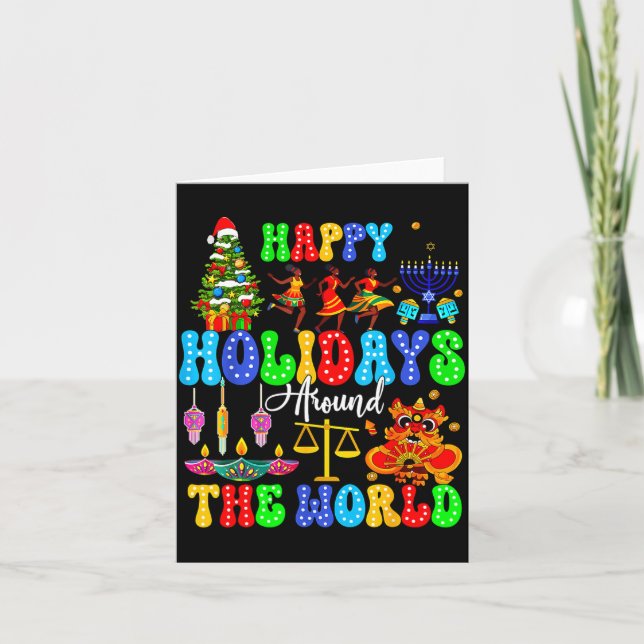 Holidays Around World Xmas Hanukkah Kwanzaa Diwali Card (Front)