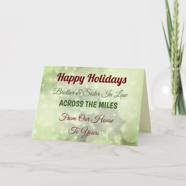 Holidays Brother & Sister In Law Across the miles Card (Front)