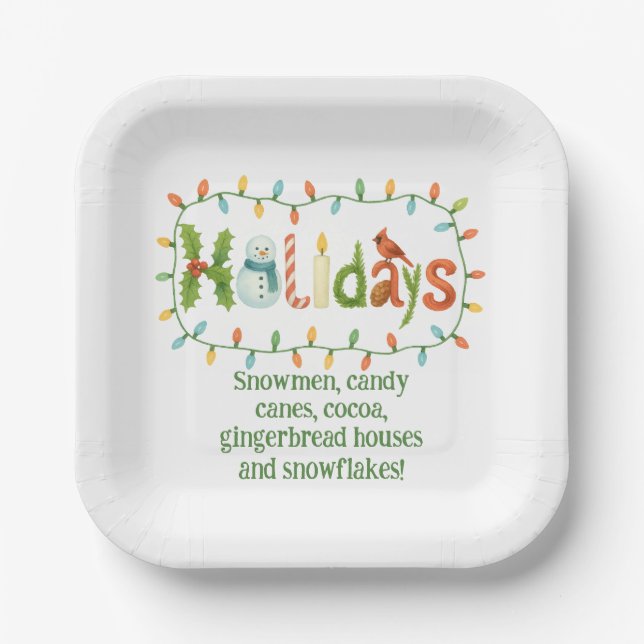 Holidays designed Christmas Paper Plate (Front)