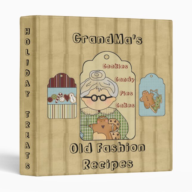 Holidays GrandMa's Old Fashion Recipes Cookbook Binder (Front/Spine)