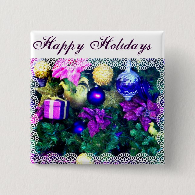 Holidays Greetings_ 2 Inch Square Button (Front)