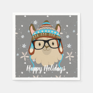 Holidays Hipster Llama Napkin