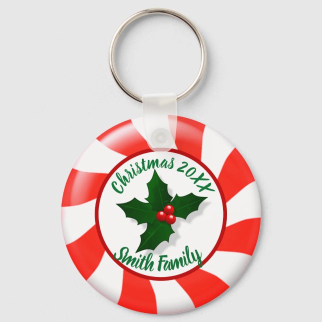 Holidays Mint Candy Custom Keychain (Front)