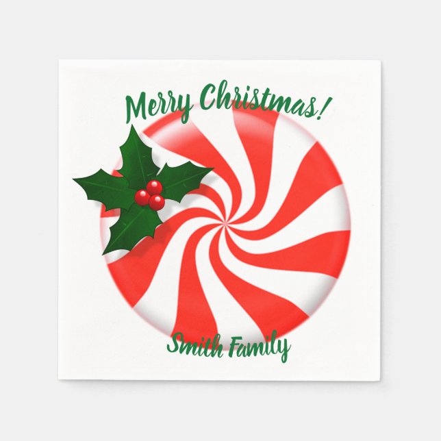 Holidays Mint Candy Custom Napkin (Front)