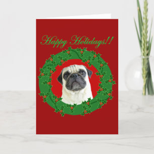 Holidays pug greeting card